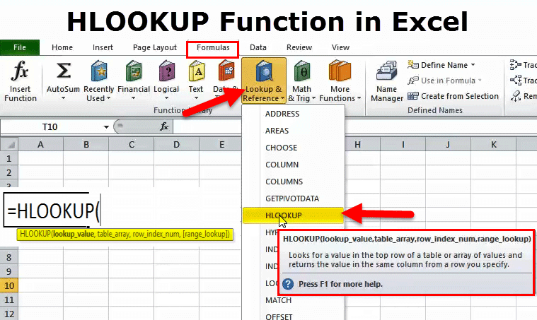 where is hlookup in excel for mac